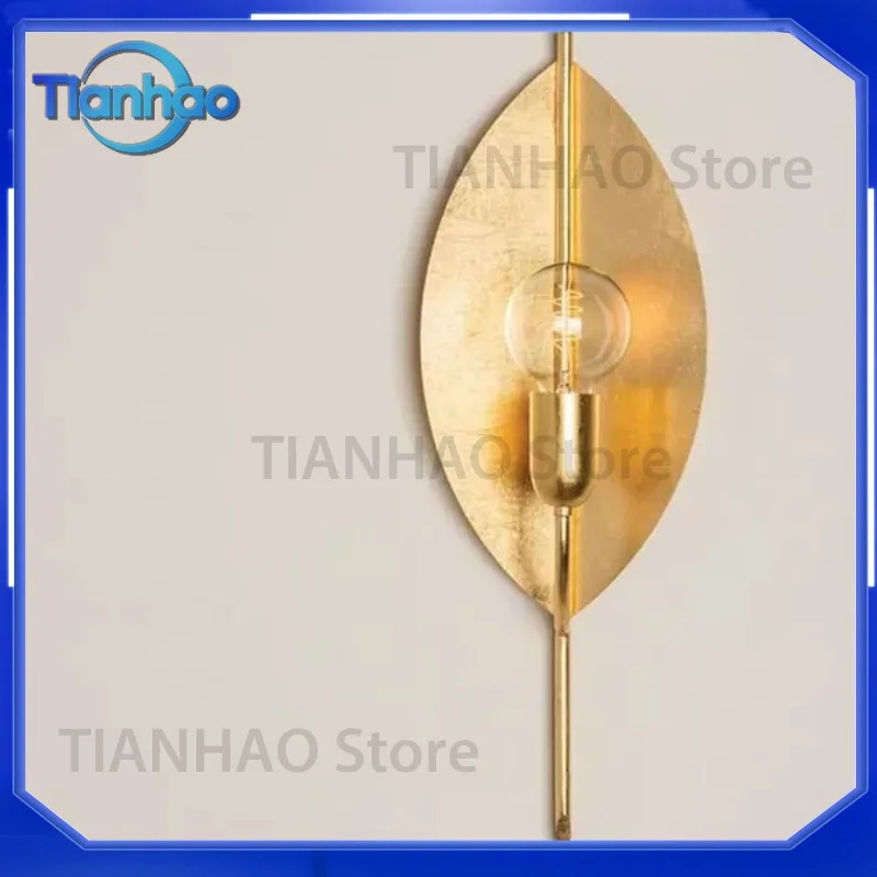 American Minimalist Decorative Wall Lamp for Creative Gold Foil Antique Bedroom Bedside Living Room Background Wall