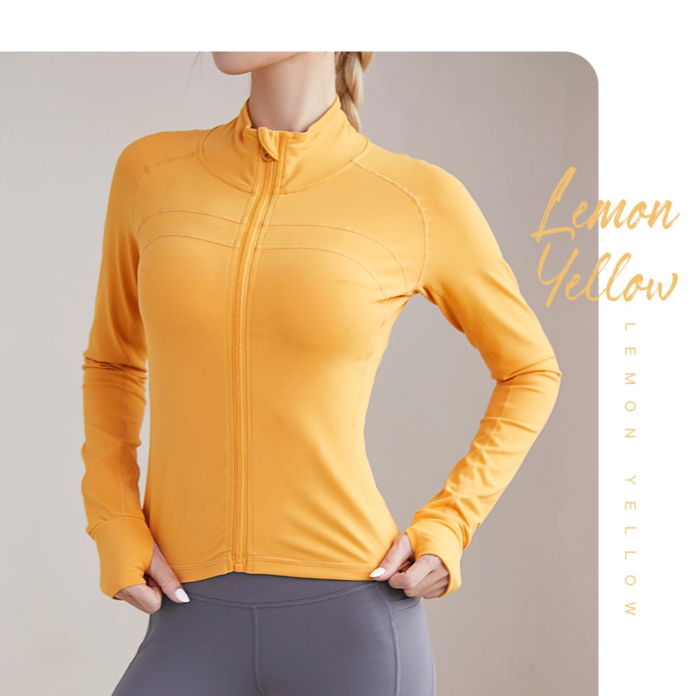 INLUMINE Large Size Sports Coat Zipper Yoga Wear With Thumb Sleeve Casual Sports Top Running Fitness Wear Long Sleeves For Women