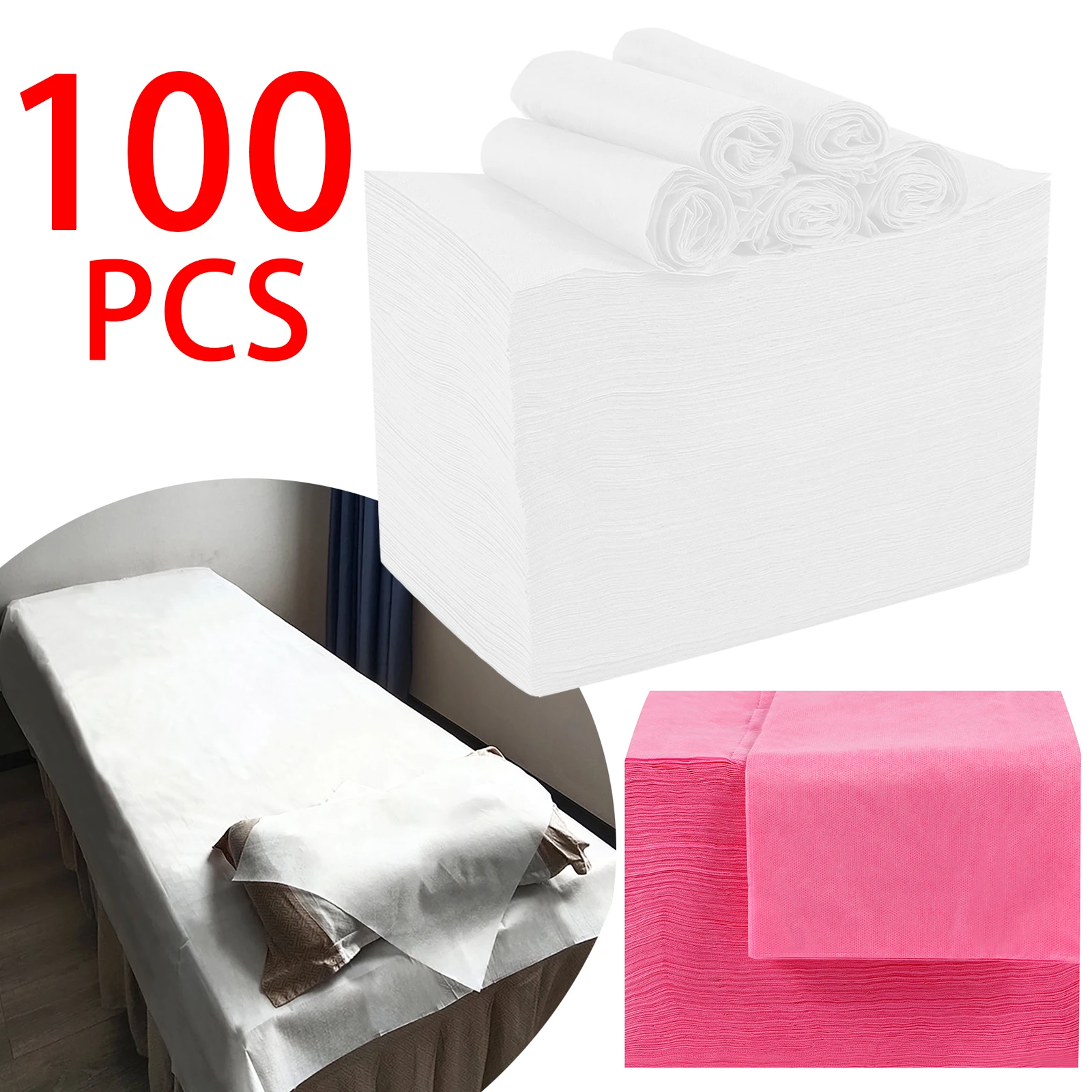 Draps de lit jetables, 100 pièces, pour Salon de beauté, Spa, Massage, épais, Non tissé, respirant, voyage, affaires, hôtel, hôpital