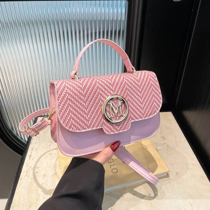 ‌2025 Trendy Women's Messenger Bag - Retro Contrast Small Square Shoulder Purse with Letter Print, Foreign Style Crossbody Bag‌