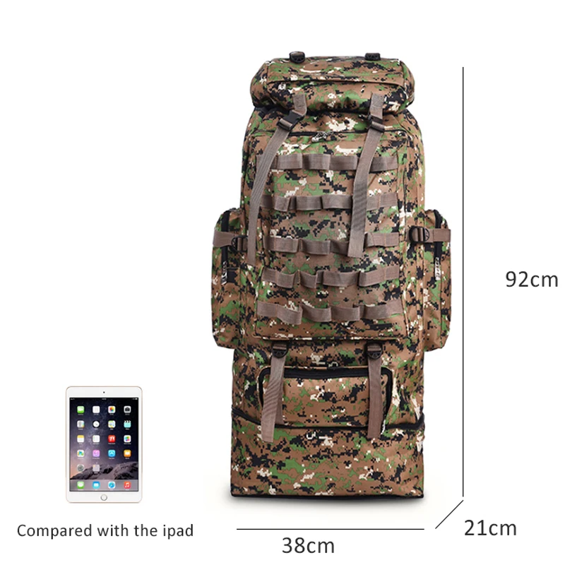 100L Men Large Camping Bag Hiking Backpack Luggage Outdoor Climbing Trekking Travel Tactical Shoulder Bags Sport Camouflage