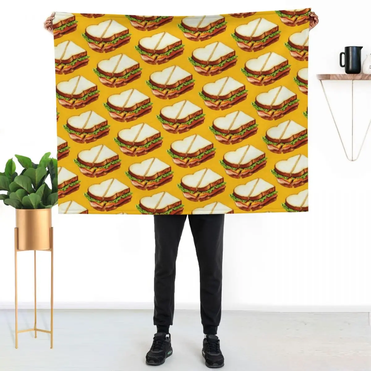 Ham Sandwich Pattern Throw Blanket Soft Baby Quilt Hairy Decorative Throw decorative Blankets