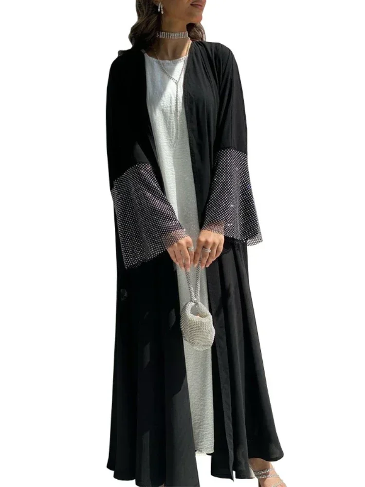 Eid Muslim Abaya for Women Diamond Flare Long Sleeve Abayas Vestidos Saudi Arab Maxi Vestidos Morocco Kaftan Long Robe 2023