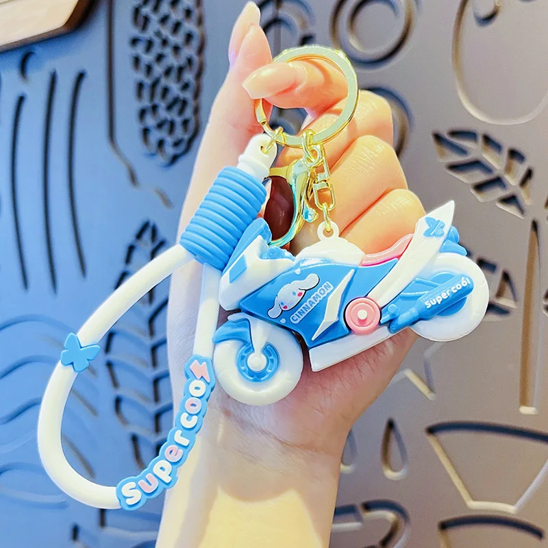 Sanrio kawaii legal motocicleta hellokitty kuromi mymelody chaveiro dos desenhos animados motocicleta casal saco de escola pingente presente animação