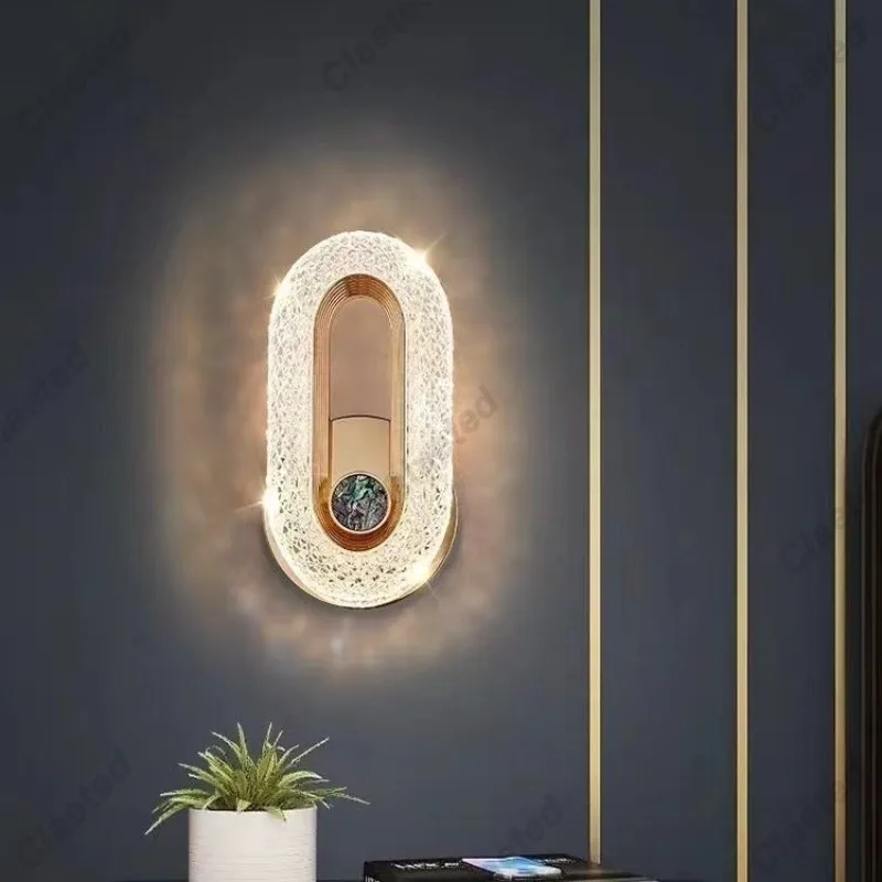 LED Acrylic Luxury Crystal Wall Lamp Indoor Bedside Lam Living Room Staircase Corridor Fashionable Decorative Lighting Fixture