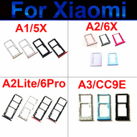 Sim Card Tray For Xiaomi Mi A1 A2 A3 5X 6X CC9E/A2 Lite/Redmi 6 Pro SIM Micro Reader SD Card Socket Adapters Holder Repair Parts