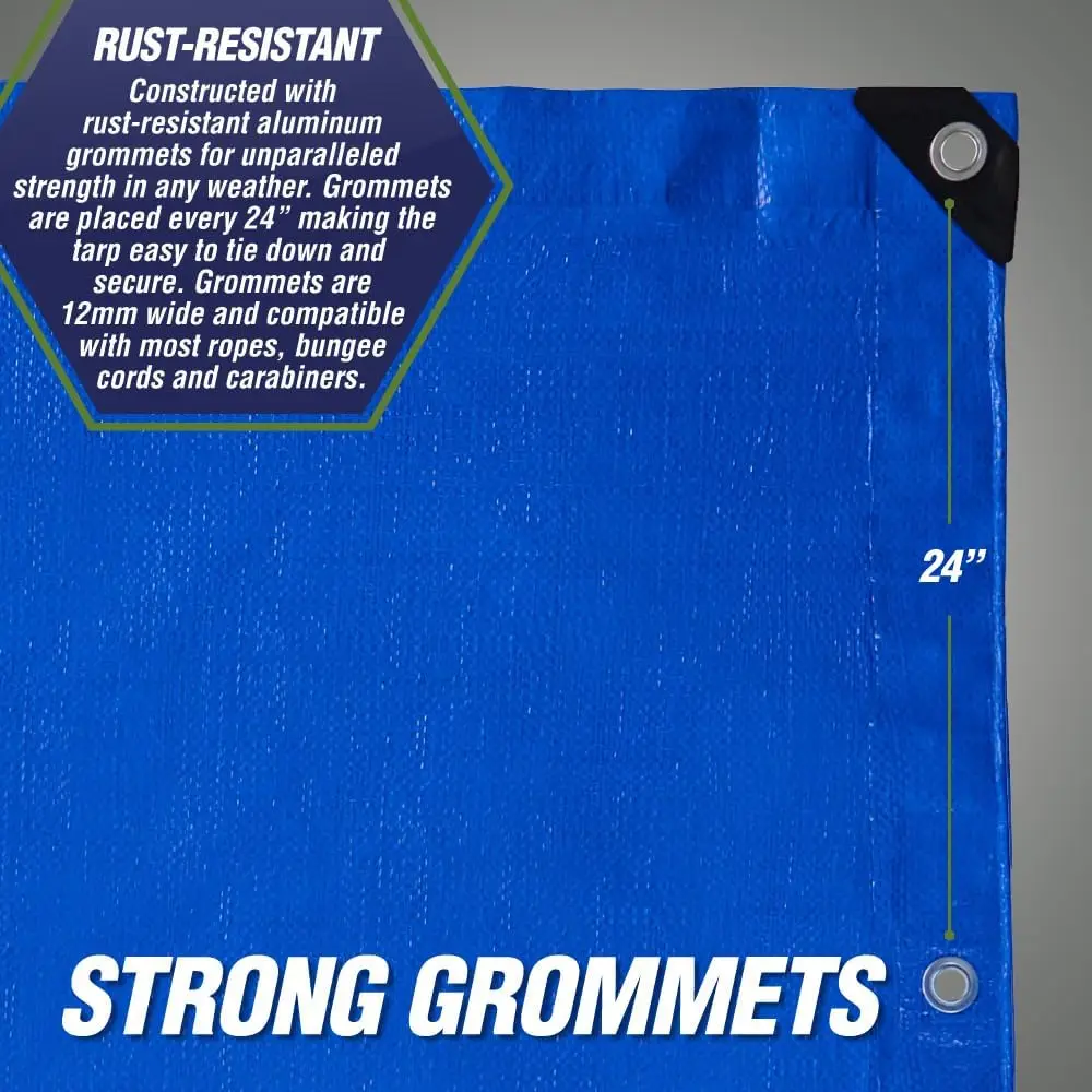 Lona resistente resistente resistente al 100% resistente al agua para todo tipo de clima Rhino, paquete de 2, lonas resistentes a la temperatura UV de 5 mil, alta durabilidad