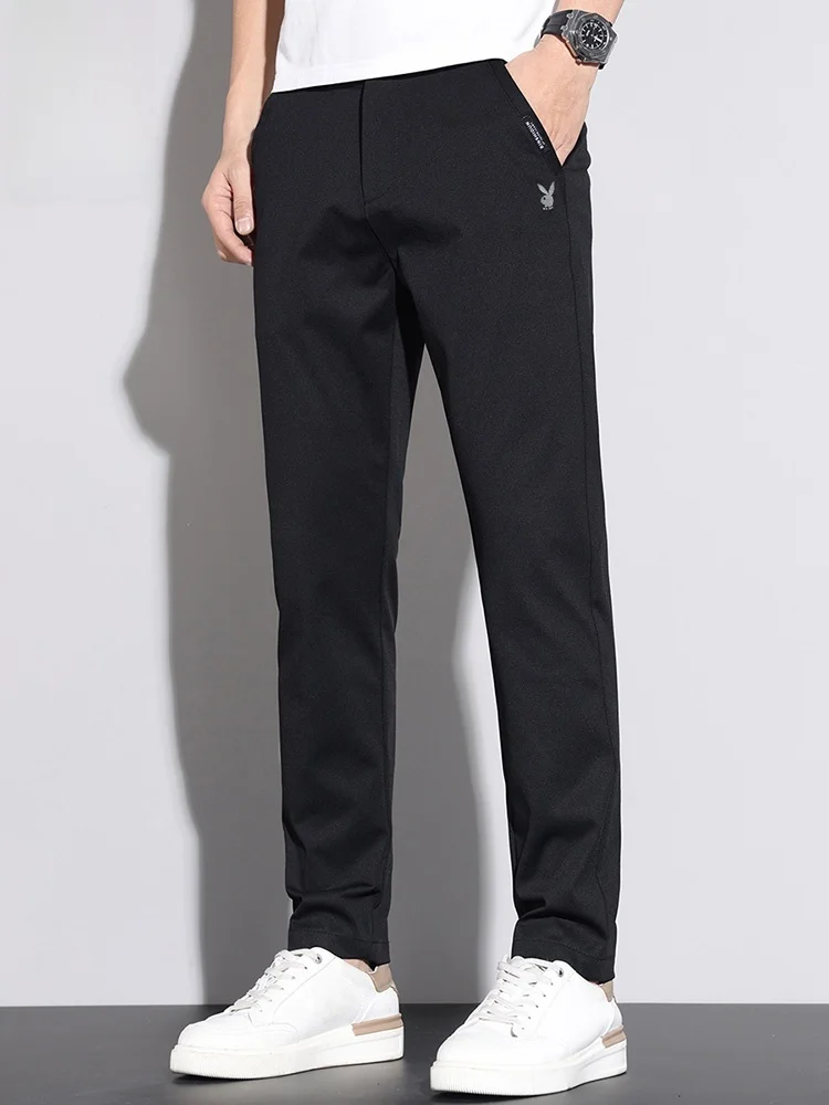 

Bla Slim Fit Casual Pants for Men Spring New Sle Versatile Leisure Trousers ket mid Waist Button Fastening