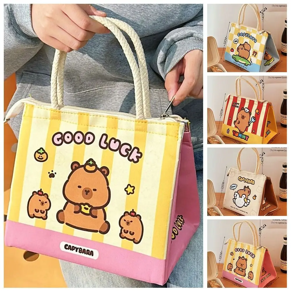 Cartoon Cartoon Capybara Lunch Bag Lightweight Large Capacity Korean Style Handbag Insulated Tote Bag Fashion Design