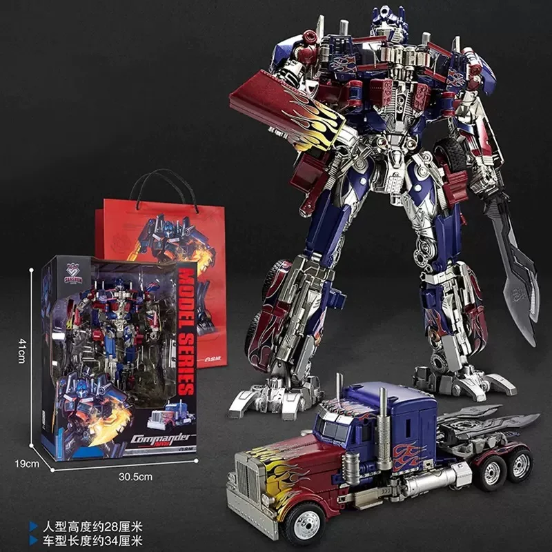 30CM Robot transformacyjny zabawki Optimus Prime Star dowódca aluminiowy samochód film Anime figurka dzieci deformacja dzieci chłopiec