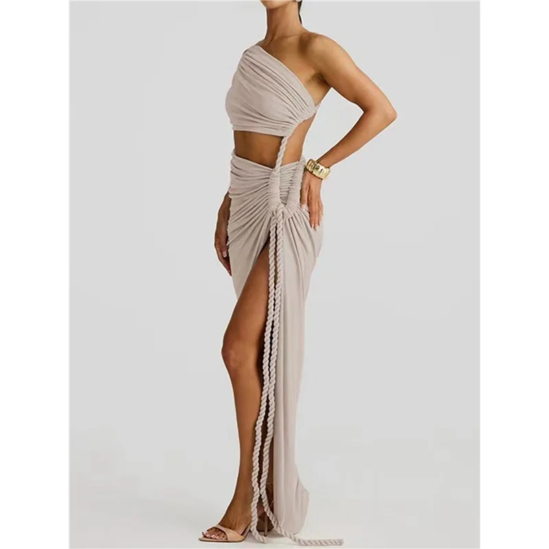 CGS-Damen-Sommer-Strand-Sexy – asymmetrische Nachtkleid-Sets mit hohem Schlitz