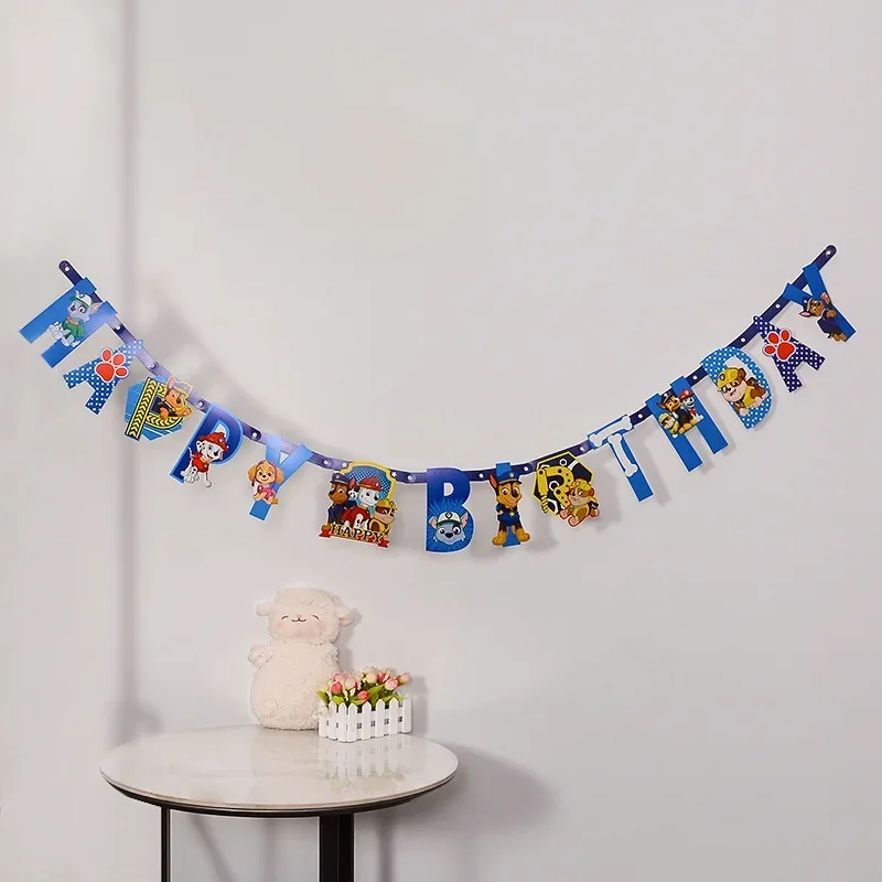 Paw Patrol Theme Birthday Bunting Garlands Children Baby Shower Party Banners Decoration Boys Girl Partys Supplies Hanging Decor