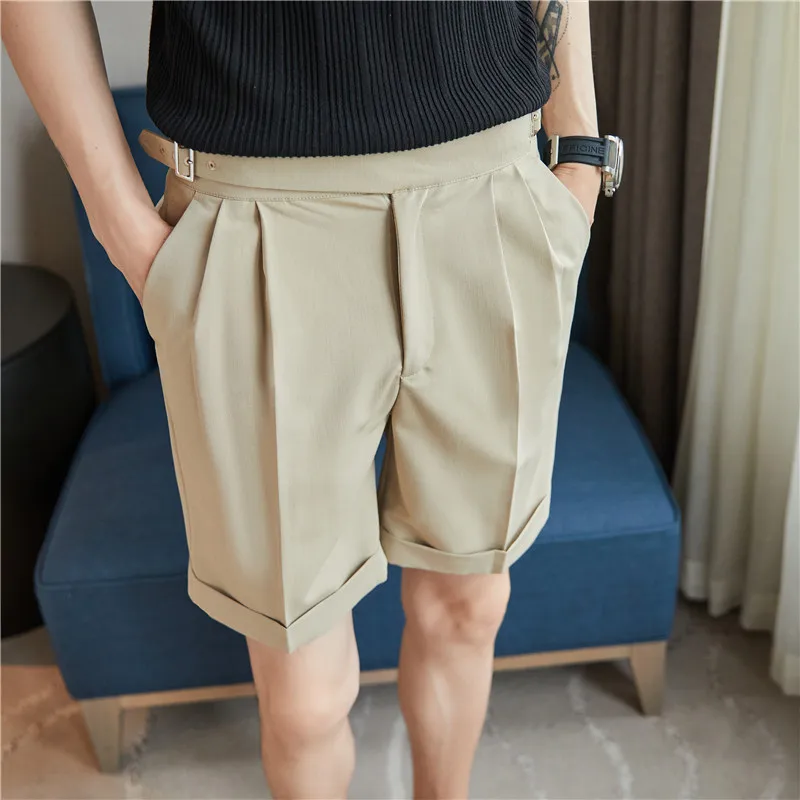 2023 Pleated Shorts Men Summer White Shorts Bermuda Work Wear Clothes Men Breathe Cool Streetwear Short Korean Fashion Style 36