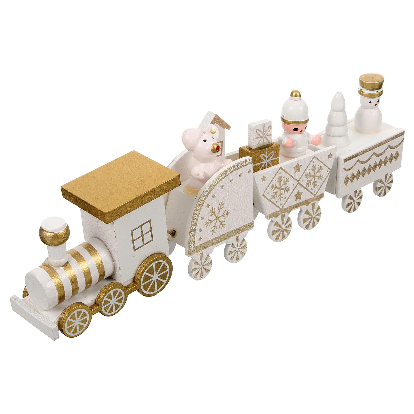 

Creative Christmas Wooden Train Ornament 4 Carriages Desktop Decor Festive Xmas Adornment For Party Home Decoration