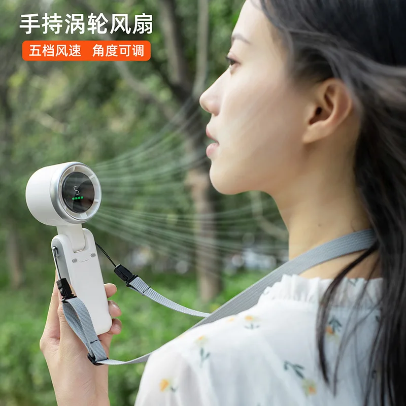 

Suitable for2024 new mini handheld high-speed turbo fan, portable USB desktop folding small fan outdoor neck hanging