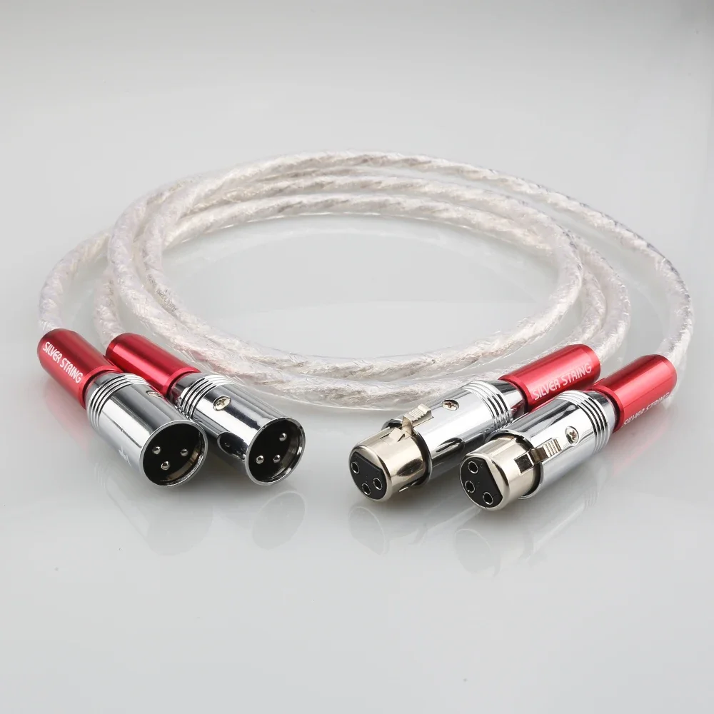 Pair AS220 Silver Plated Strands Audio Cable With Silver plated 3pins XLR Balanced cable,xlr connector,audio