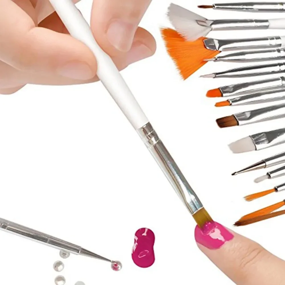 네일 펜 15개 세트 네일 브러쉬 풀 세트 크리스탈 펜 네일 아트 큐티클 리무버