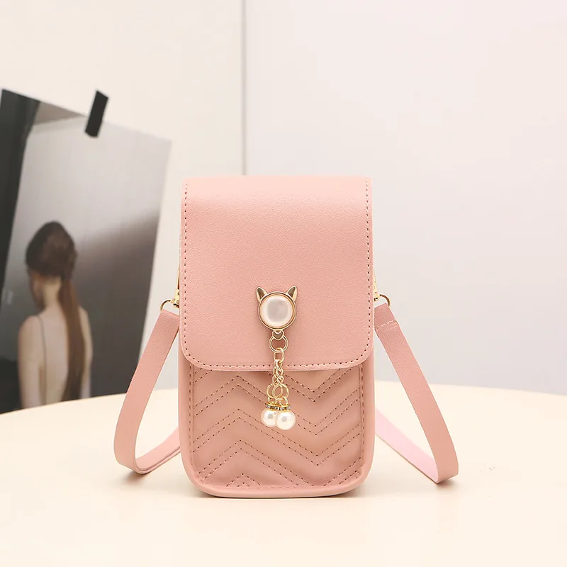 Mobile phone  women's messenger bag summer new 2024 pendant pearl change embroidered shoulder bag