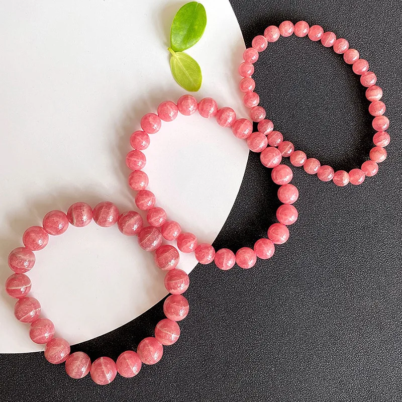 Natural Red Rose Rhodochrosite Round Beads Bracelet For Women Men Rhodochrosite Argentina Gemstone 7mm 8mm 9mm AAAAAA