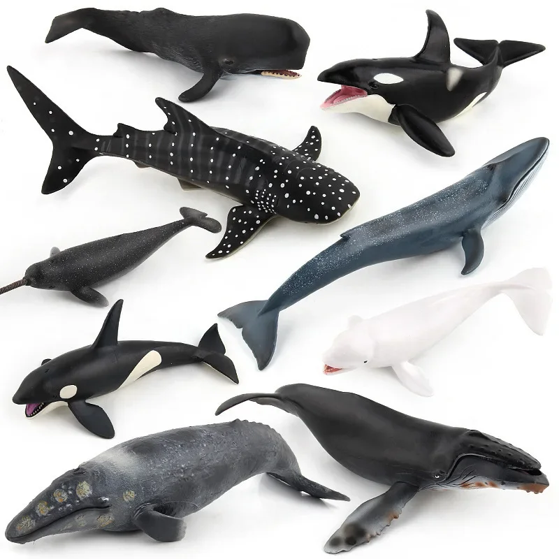Figuras de acción de ballenas azules fragantes y organismos marinos en miniatura, modelo educativo de ballena, juguetes de decoración para niños