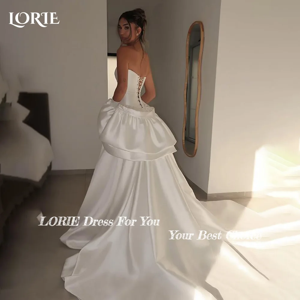 

LORIE Ball Wedding Dress Strapless V Neck Pleats A-line Mermaid Bride Gown Satin Sexy Customized Corset Bride Dress Party Dress