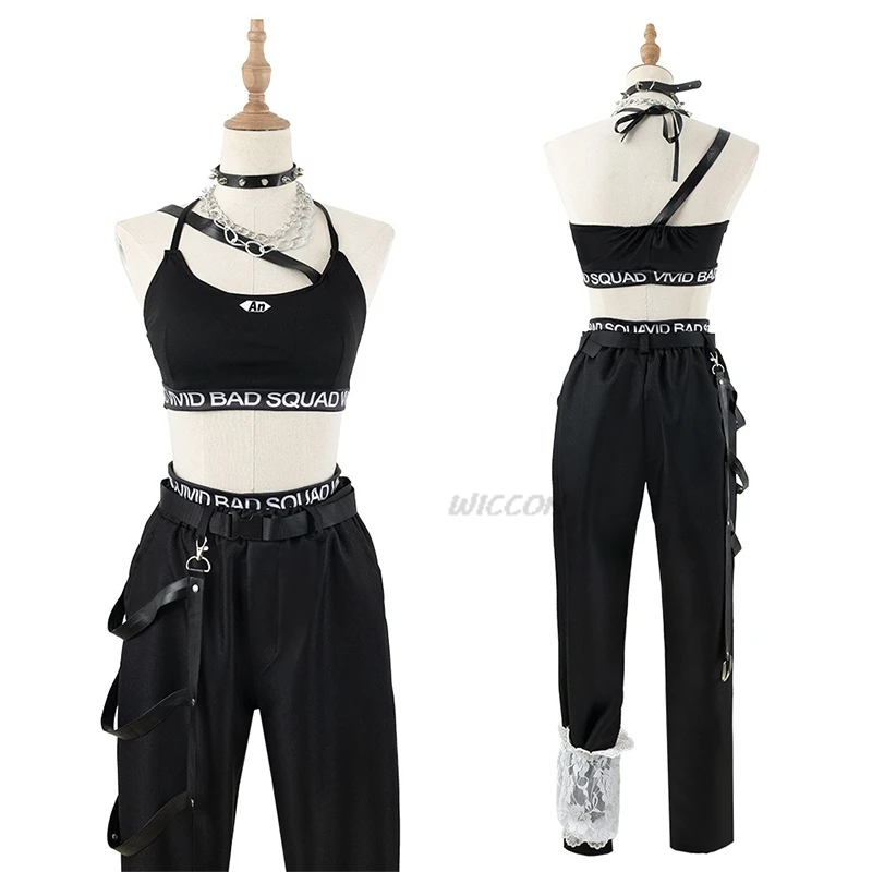 لعبة مشروع Sekai VBS Aoyagi Toya تأثيري Azusawa Kohane أغطية الرأس النساء تأثيري حلي البدلة جميع البدلة السوداء الباروكات السوداء