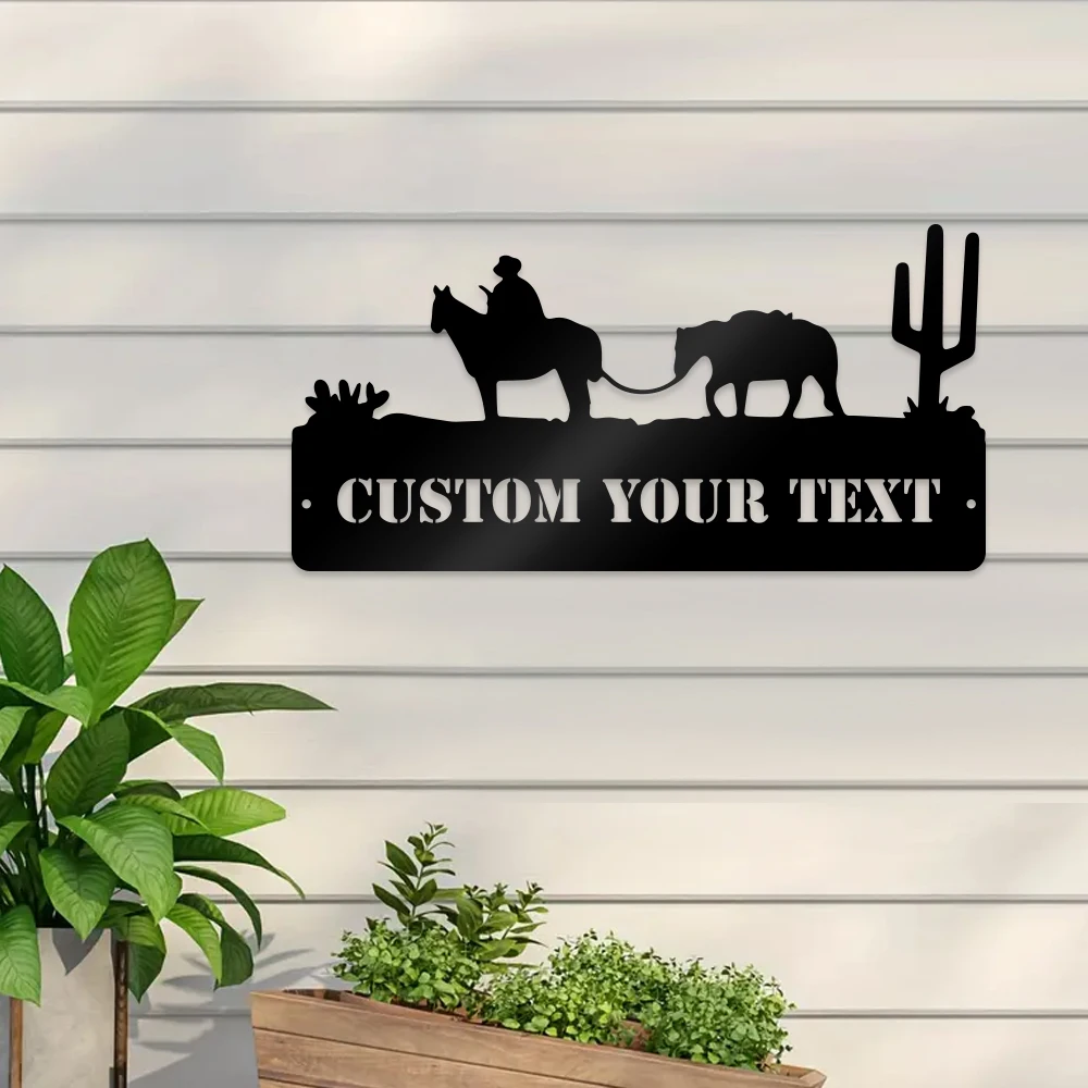 

1pc Cowboy horses New Design Customized Text Metal Wall Signs Iron Wall Plaque For Living Room Decor