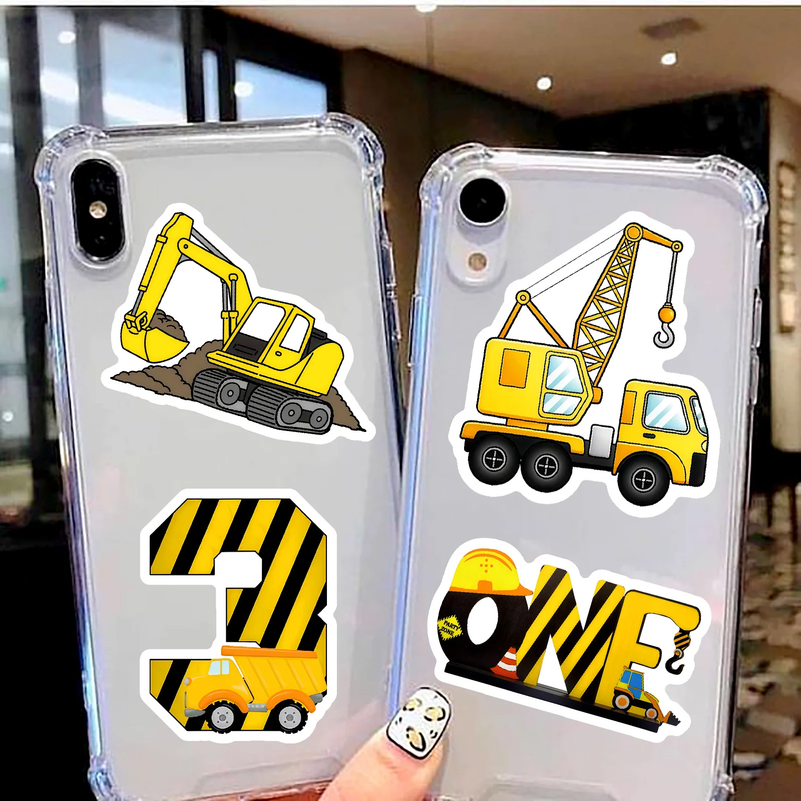 10/50PCS Engineering Fahrzeug Cartoon Aufkleber Lkw Bagger Graffiti Dekoration DIY Spielzeug Kühlschrank Laptop Gitarre Auto Fahrrad Aufkleber