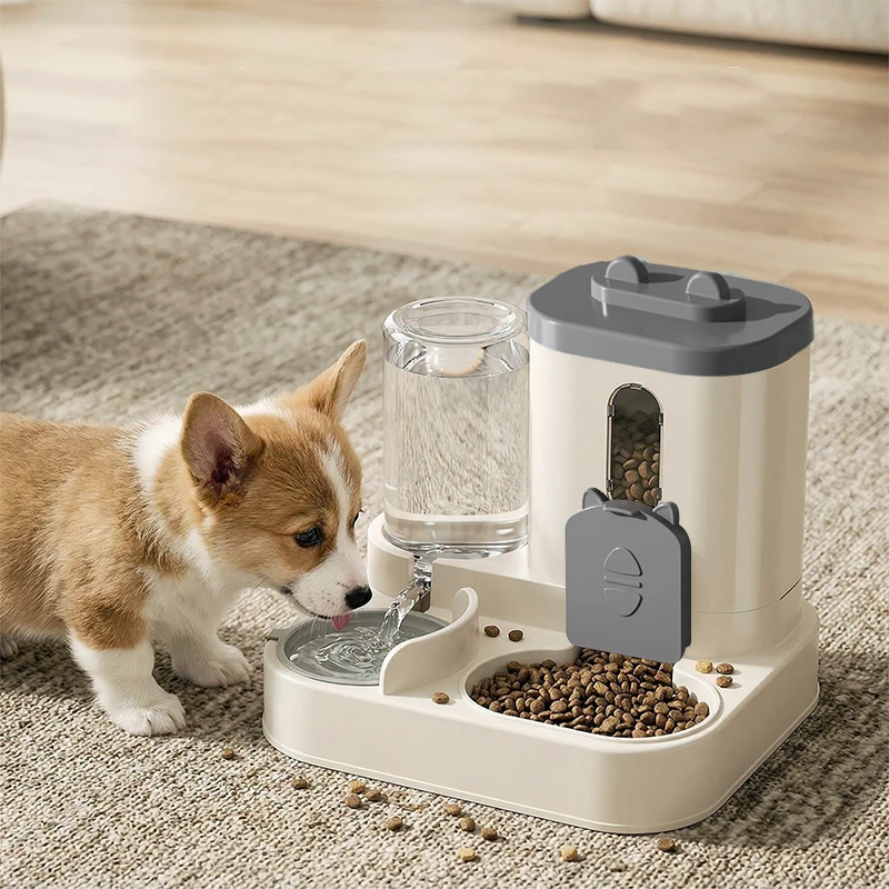 Puppy Pet Accessories large Capacity Pet Food Storage And Distribution Container Automatic Feeder 2-in-1 Cat Food Water Dispense