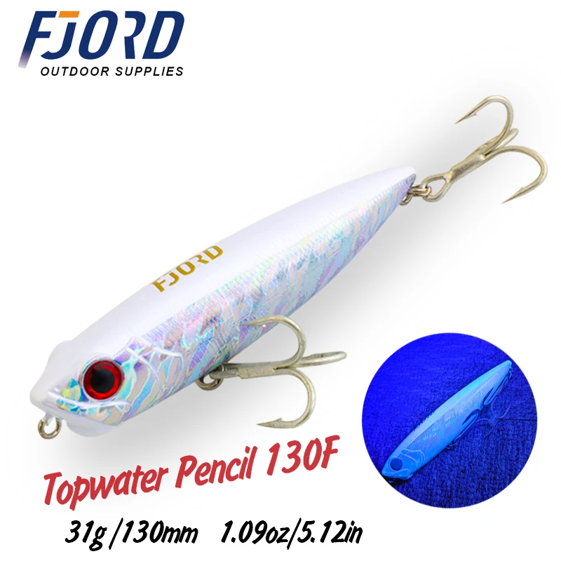 FJORD 31g Pencil Fishing Lure 130mm Topwater Freshwater Fake Baits Surface Hard Sea Artificial Baits Fish Equipment For Fishing