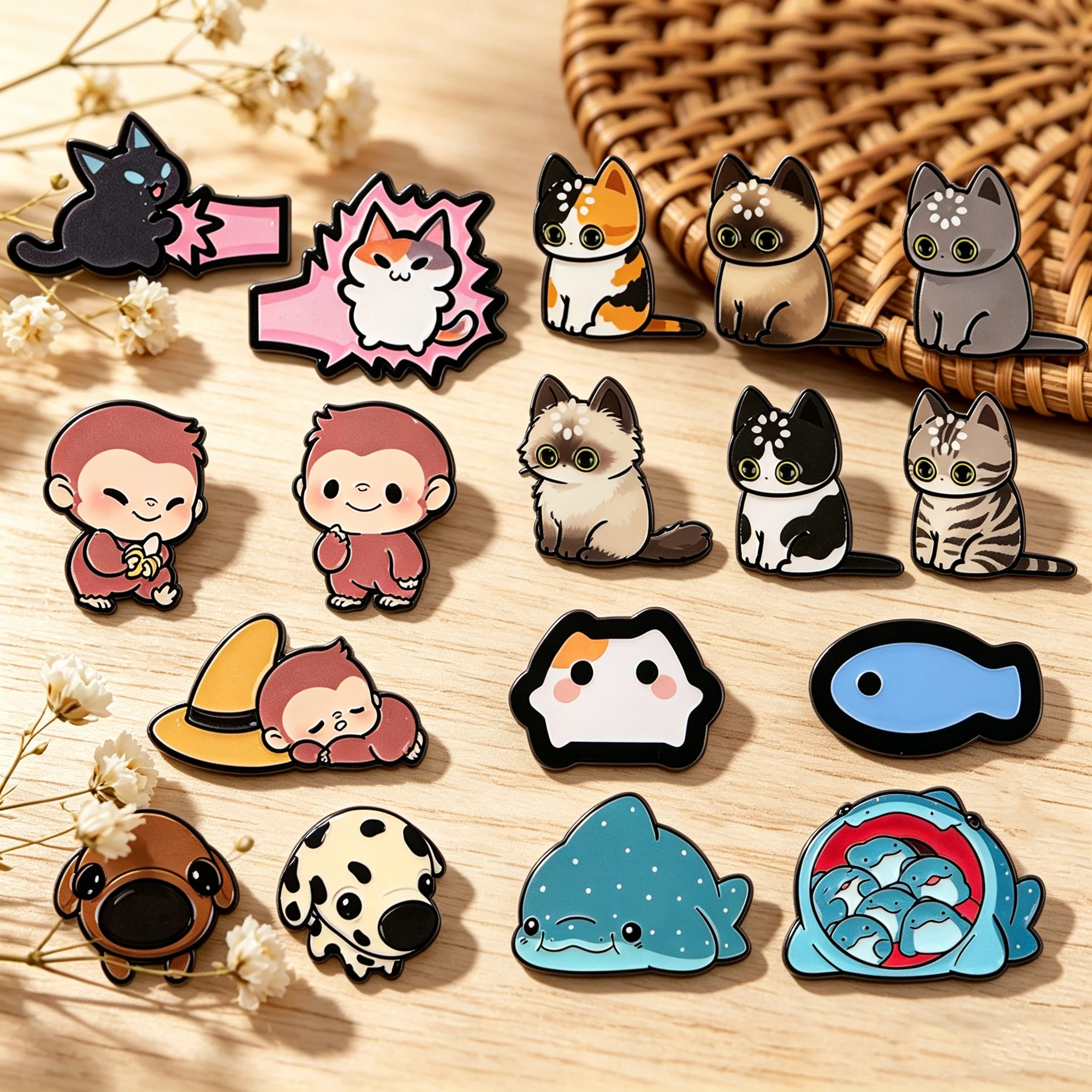 

Cute Cat Dog Monkey Enamel Pins Cartoon Whale Shark Badge for backpacks Collar Lapel Pin Hat Jewelry Birthday Gifts for Friends