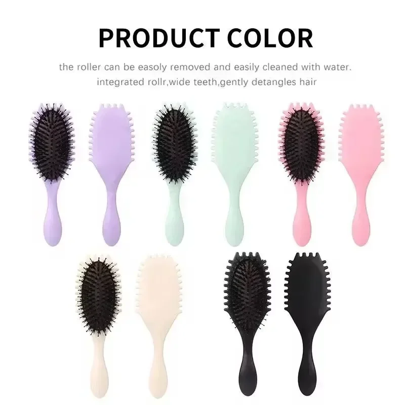 Curl Define Styling Brush Boar Bristle Detangling Hair Brush Tangled Hair Comb Shaping Defining Curls Barber Styling Tool