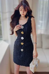 DABUWAWA Tienda Vestidos Elegantes Para Mujeres Sleevesless Diamond Dress For Women Backless Tassel Sundress Y2K DA1BDR121