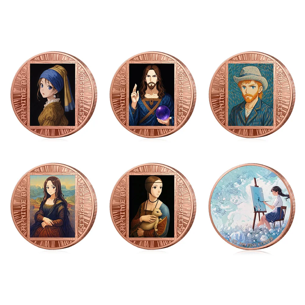1 Oz .999 Fine Copper Anime Art Masterpiece Coin Colorized Commemorative Medal Famous Painting Collectible Hobby Souvenir Gift