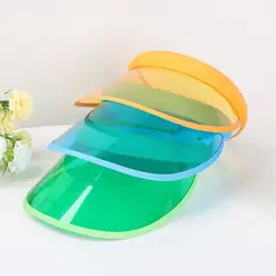 Casquette de Protection solaire unisexe, chapeau à visière en plastique transparent, couleur bonbon, en PVC, chapeau de Protection UV