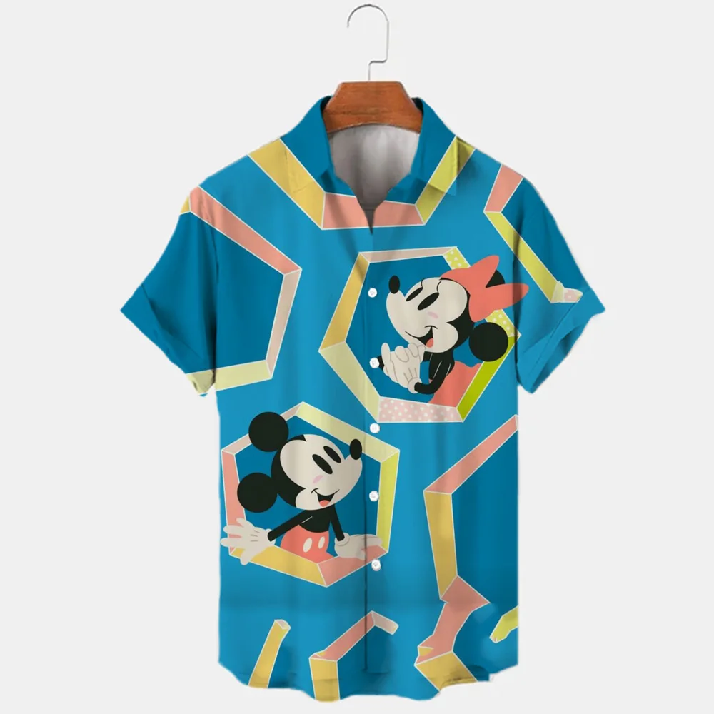 3D Printing Disney Donald Duck Mickey Mouse Floral Temperament Men's Shirt Summer Fashion Street Trend Retro Boutique Top