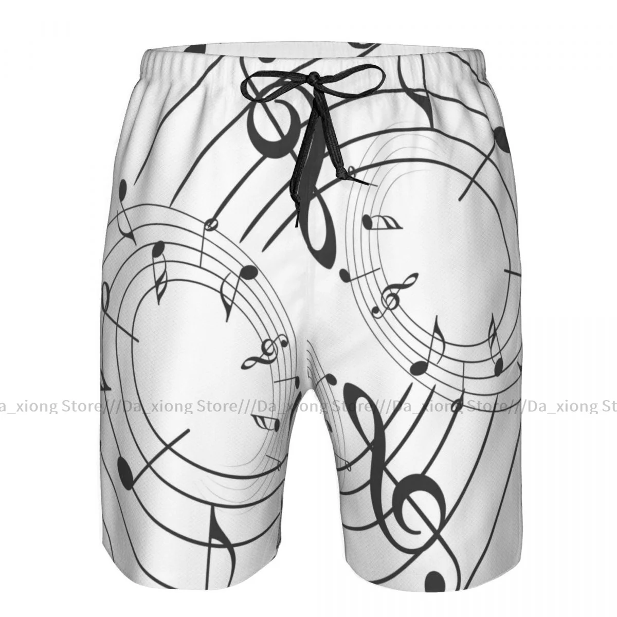 Mens Swimming Shorts Swimwear Music Notes Print Trunks Swimsuit Beach Wear Boardshorts