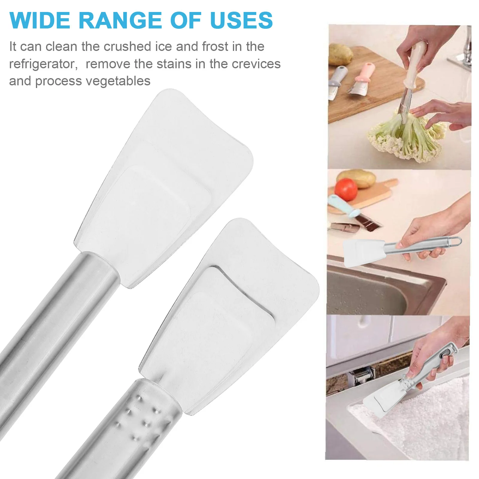 

6Pcs Ice Shovel Stainless Steel Heavy Duty Refrigerator Ice Scraper for Freezer Frost Removal Handheld Defrost Tool