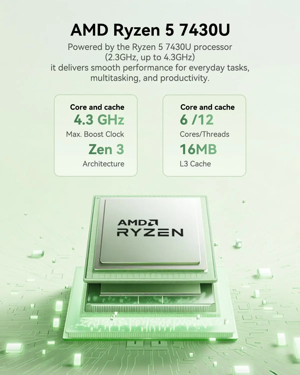 KAMRUI Kron Mini K1 Gaming PC AMD Ryzen 5 7430U 16GB RAM 512GB SSD Small PC WiFi6 BT5.2 Mini Desktop Computer for Office Home