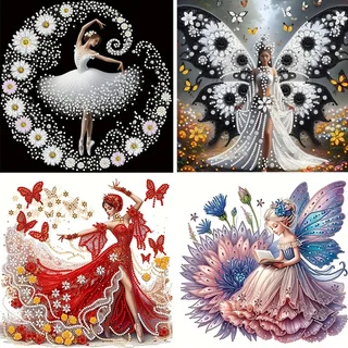 Fairy Diamond Painting Set - DIY Handicraft Set with Unique Shaped Crystals, Suitable for Home Wall Decoration, Frameless Canvas