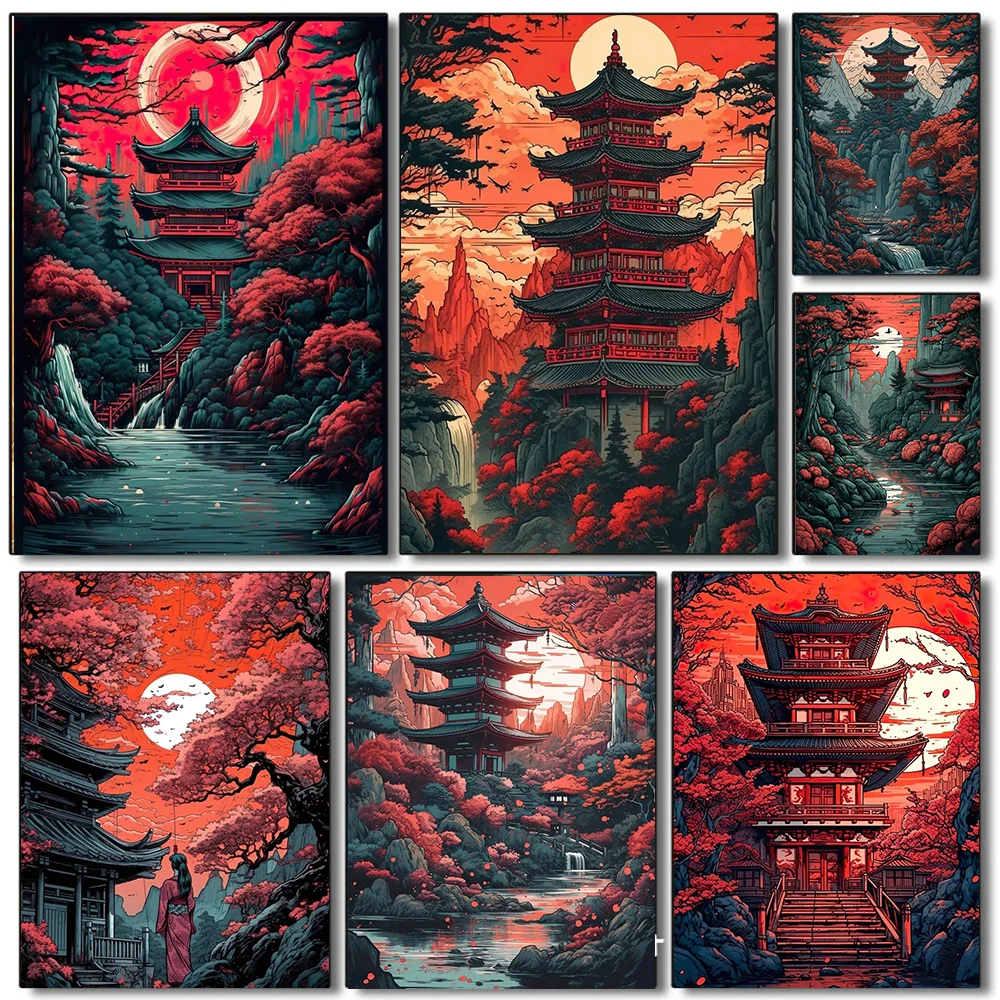 Diamond Painting Japanese Manga Landscape 5D DIY Culture Temple Series Full Drills  Mosaic Embroidery Cross Stitch Kits Poster