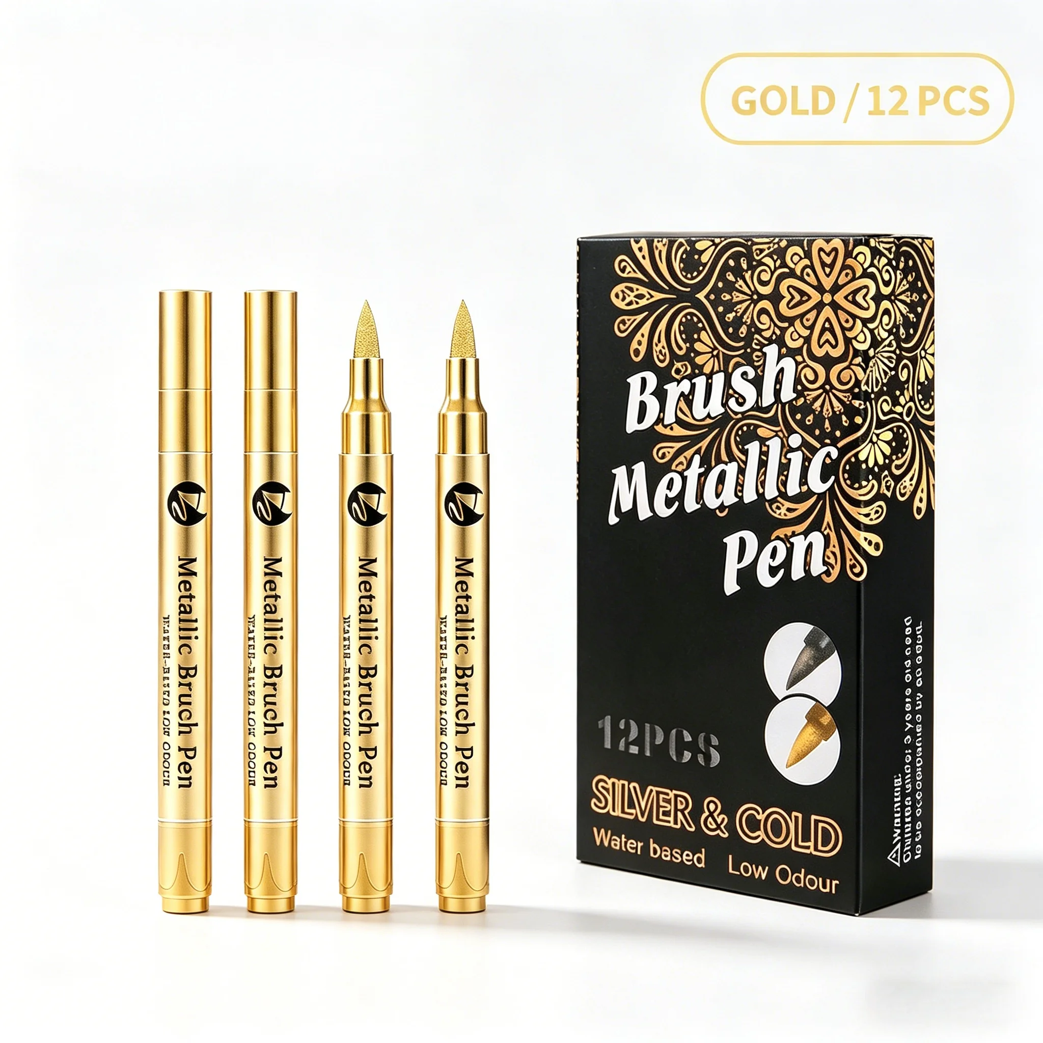 

Металлические кисти из золота и серебра, маркеры на водной основе с мягким наконечником, подходят для изготовления открыток, росписи по камню, подписи.