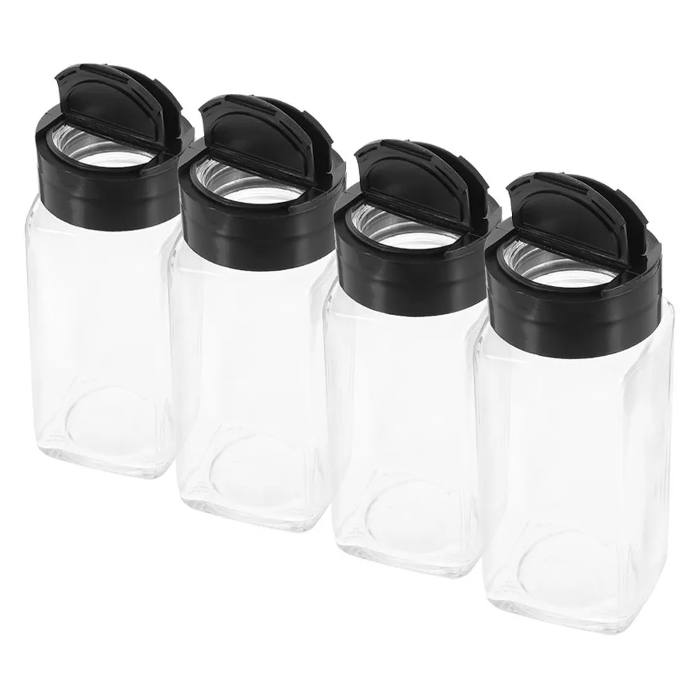 

4Pcs Salt and Pepper Shaker Glass Spice Jar Multipurpose Seasoning Storage Canister Kitchen Condiments Travel Outdoor Barbecue
