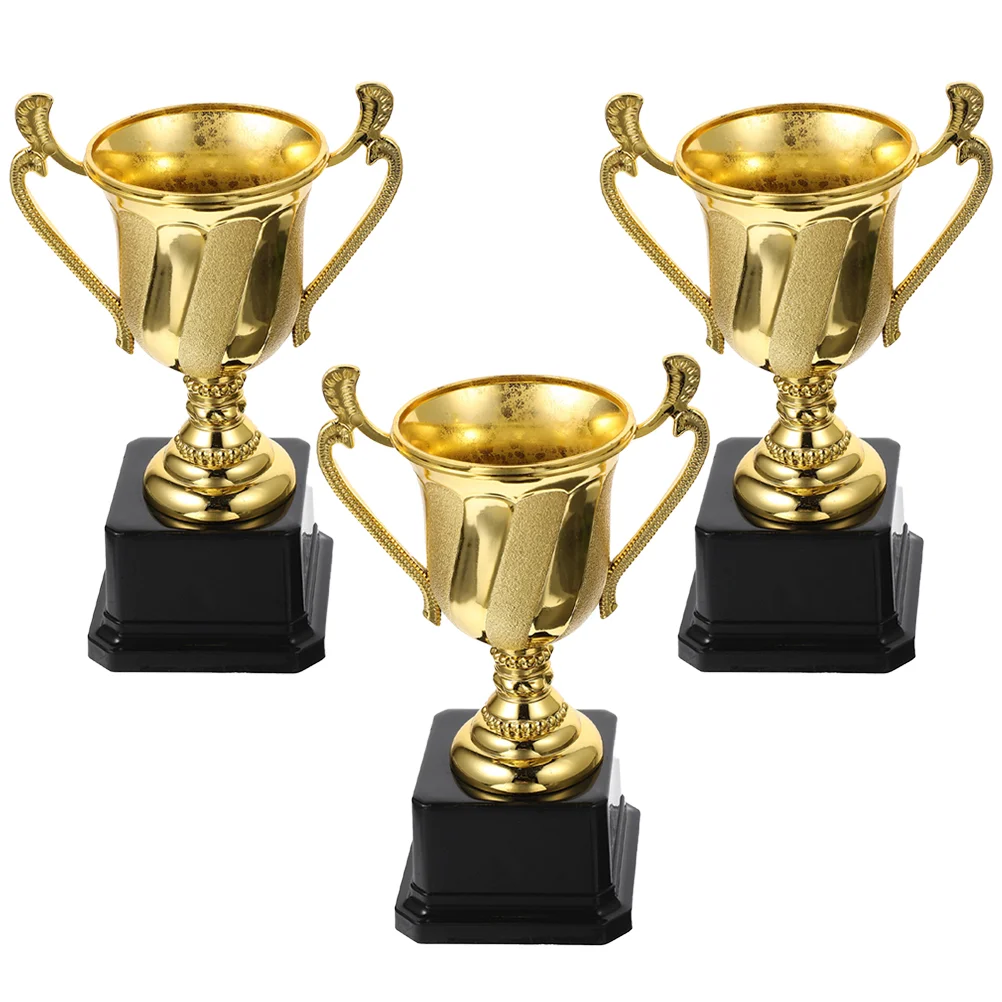 3 Pcs Children's Competition Trophy Creative Shaped Playing Celebration Decor Ceremony Gold Medal Award Prop Plastic Student