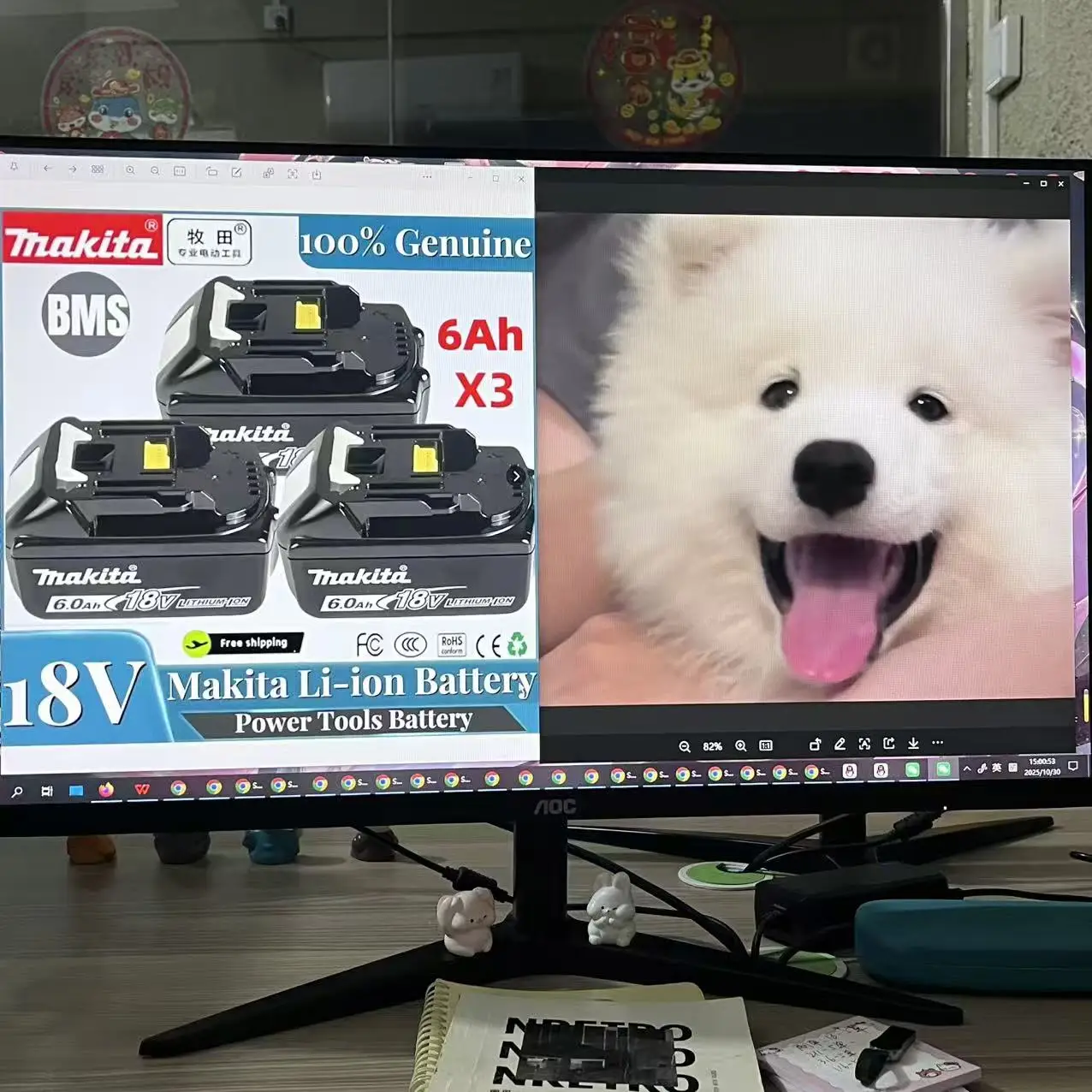 

100% Genuine for makita 18v battery 5Ah/6Ah，makita 18 v battery BL1830B BL1850B BL1850 BL1840 BL1860 Replacement Lithium Battery