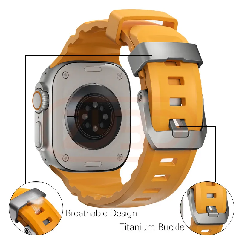 Спортивный ремешок для Apple Watch Ultra 2 10 9 8 7 6 SE 5 4 Мягкий силиконовый титановый ремешок для браслета iWatch 42 мм 44 мм 45 мм 46 мм 49 мм