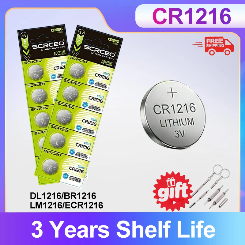 

CR1216 DL1216 BR1216 LM1216 ECR1216 3V Lithium Button Battery 15-50PCS For Car Key Watch Toys Remote