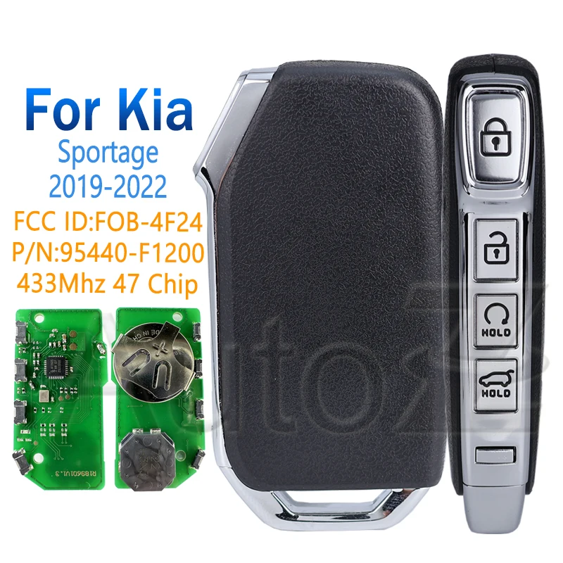 Smart Remote Key 433MHz Fob for KIA Sportage 2019 2020 2021 2022 ID47/PCF7938 FCCID:FOB-4F24 P/N:95440-F1200 Keyless Go Car Key