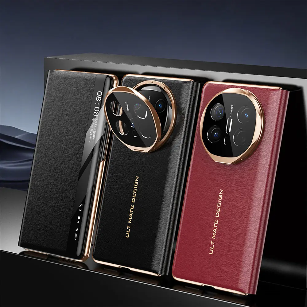 

Магнитный флип-чехол из натуральной яловой кожи для Huawei Mate X6 X5 X3, чехол-держатель с видом на окно
