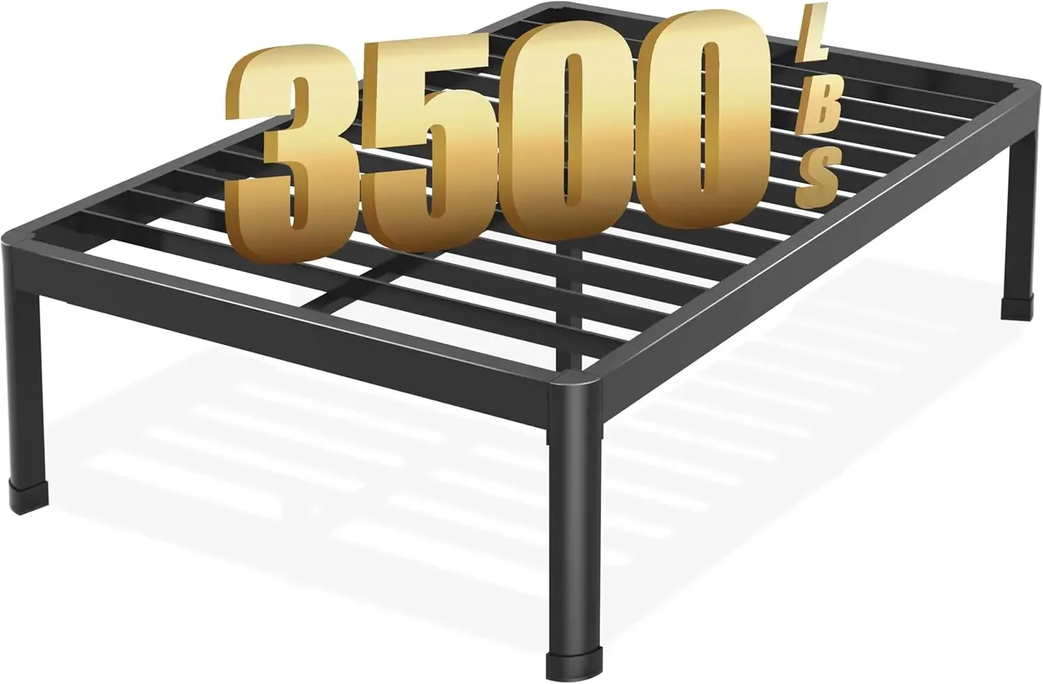 Queen Bed Frame with Round Corner Edge Legs, 3500 lbs Heavy Duty Metal Platform Bed Frame Queen Size, Steel Slats Support/No Box